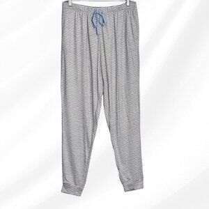 2/$30 Rene Rofe Grey Stripe Blue Stars Pajama Pants Womens Size L NWOT